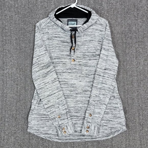 Beautiful Giant Hoodie Mens Large Heather Black Gray Pullover Sweatshirt - Picture 1 of 12